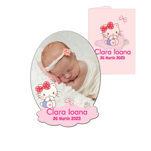 Marturie botez Hello Kitty, magnet personalizat cu plic inclus