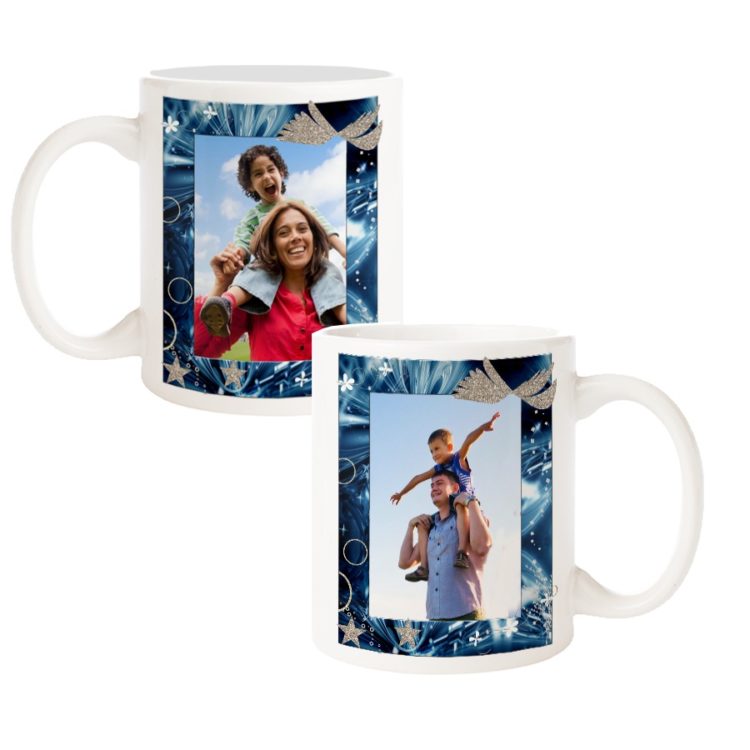 Cana rama iarna, personalizata cu doua fotografii si text