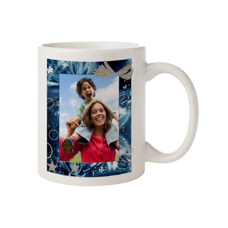Cana rama iarna, personalizata cu doua fotografii si text