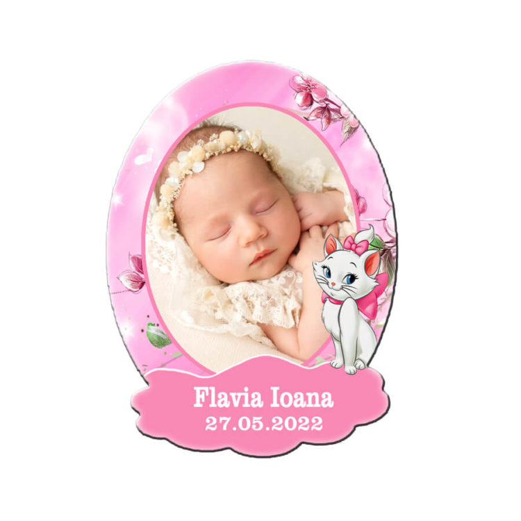 Marturie botez pisica Marie, magnet personalizat cu plic inclus