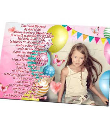 Invitatie puzzle botez sau aniversare