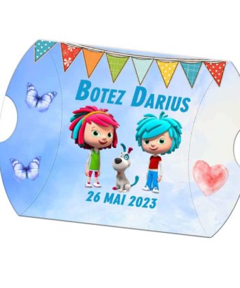 Invitatie puzzle botez sau aniversare, nuanta bleu-albastru