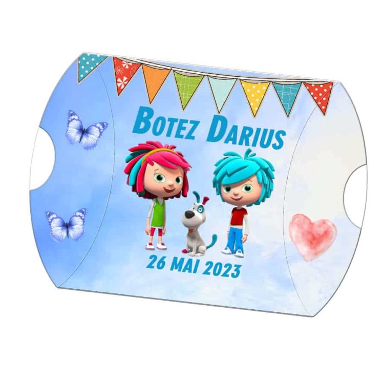 Invitatie puzzle botez sau aniversare, nuanta bleu-albastru