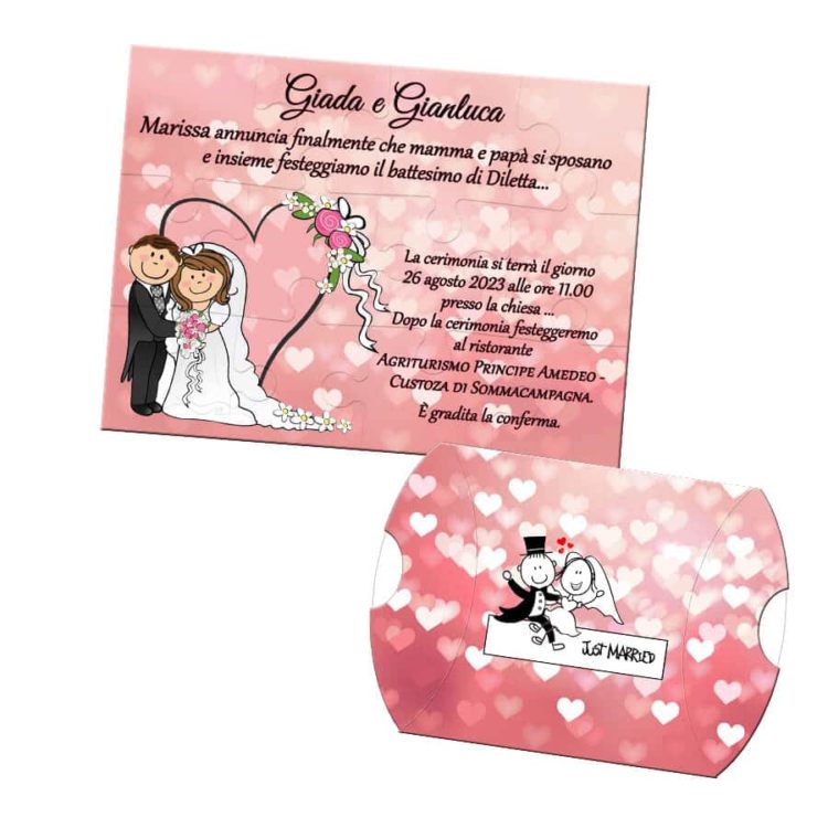 Invitatie pentru nunta puzzle 12 piese, invitatie tip joc puzzle