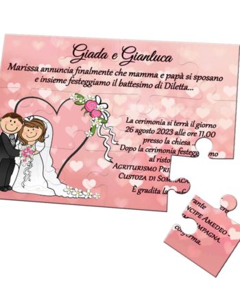 Invitatie pentru nunta puzzle 12 piese, invitatie tip joc puzzle