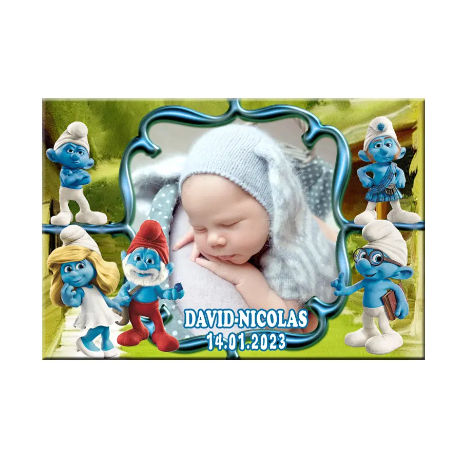 Marturii botez, tematica strumfi, 9.5 cm x 6.5 cm 2 Marturii botez, tematica strumfi, 9.5 cm x 6.5 cm