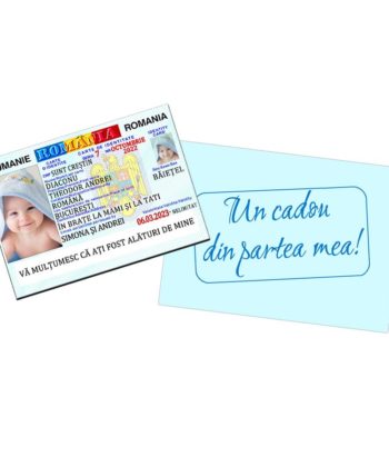 Marturie botez tip buletin, carte de identitate baby