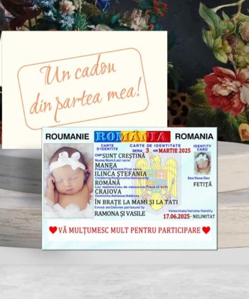Marturie botez tip buletin, carte de identitate baby