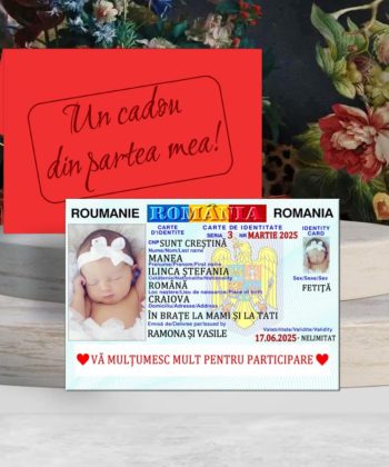 Marturie botez tip buletin, carte de identitate baby