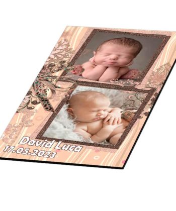 Marturie botez, personalizare cu doua fotografii, plic crem