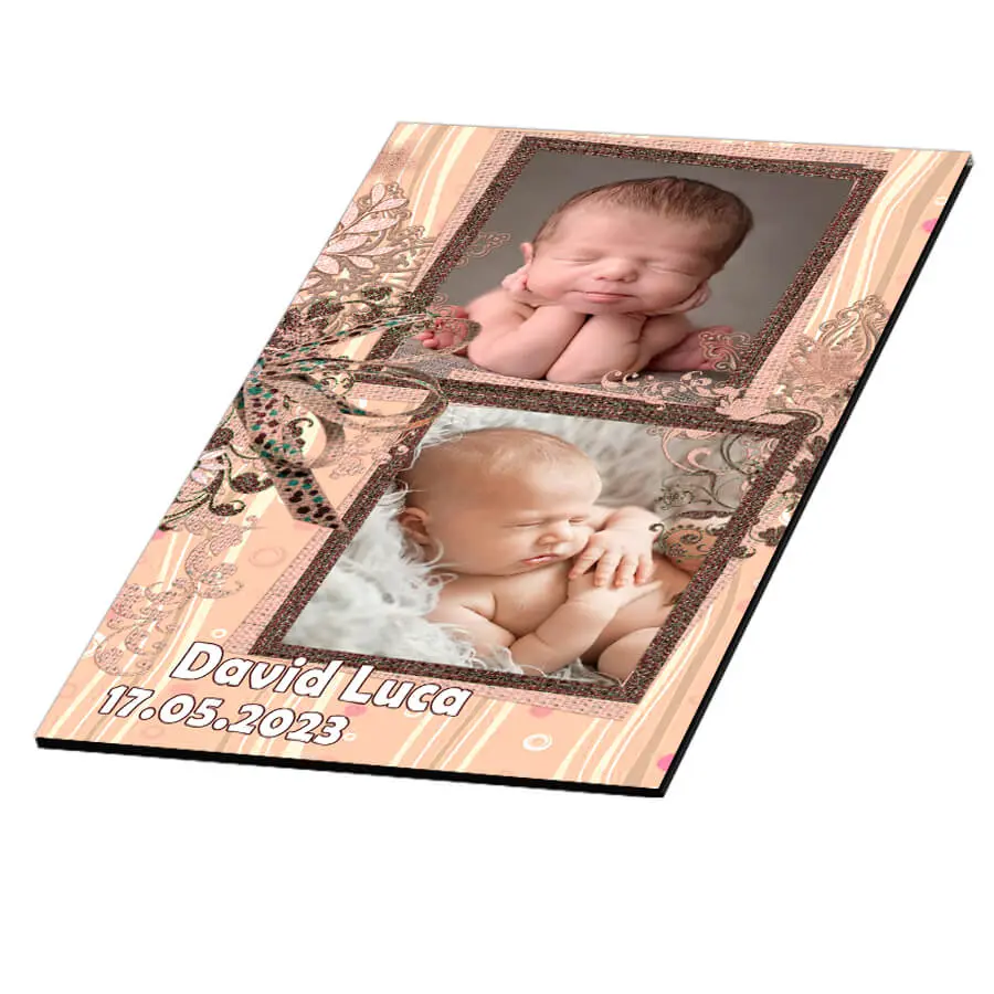Marturie botez, personalizare cu doua fotografii, plic crem 3 Marturie botez, personalizare cu doua fotografii, plic crem