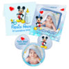 Invitatii botez model Mickey Mouse, 2 in 1 invitatie plus marturie magnet forma Mickey