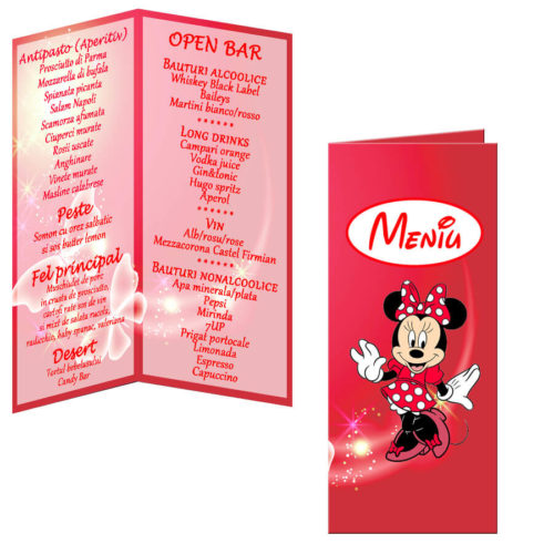 Meniu botez Minnie Mouse culoare rosie