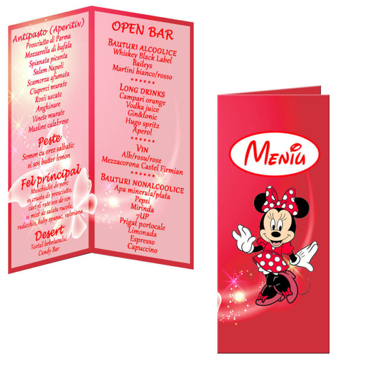 Meniu botez Minnie Mouse culoare rosie