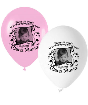 Set 12 baloane personalizate cu fotografie tematica botez
