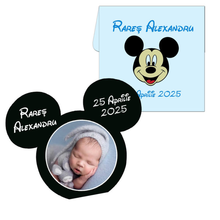 Invitatii botez baiat Mickey Mouse, invitatie mickey mouse