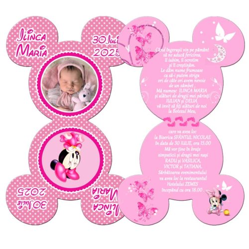 Invitatie Minnie Mouse plic roz