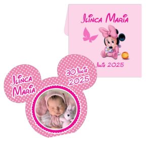 Invitatii Botez Fete Minnie Mouse - Invitatii Botez Fete Personalizate