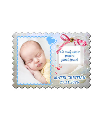 Marturii botez magneti forma biscuit bleu