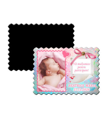 Marturii botez magneti forma biscuit roz