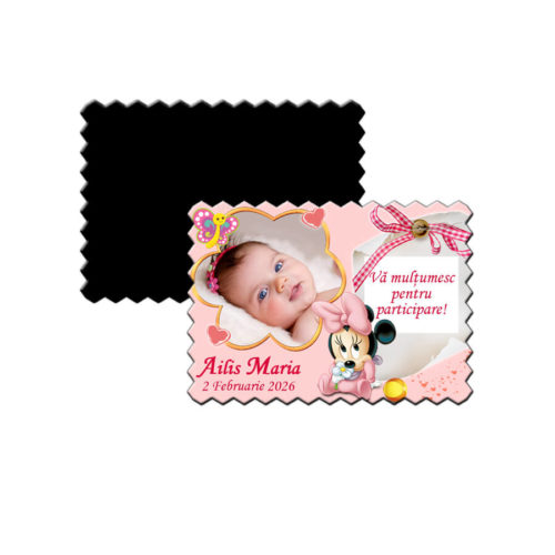 Marturii botez magneti forma biscuit Minnie