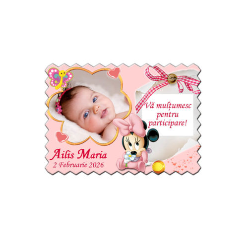 Marturii botez magneti forma biscuit Minnie