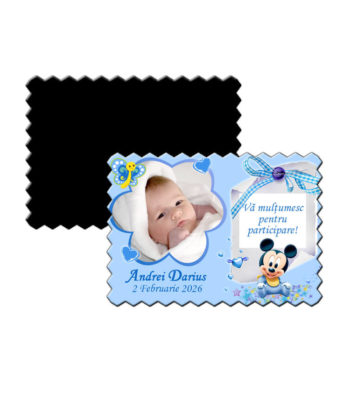 Marturii botez magneti forma biscuit bleu Mickey