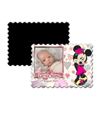 Marturii botez magneti forma biscuit Minnie crem