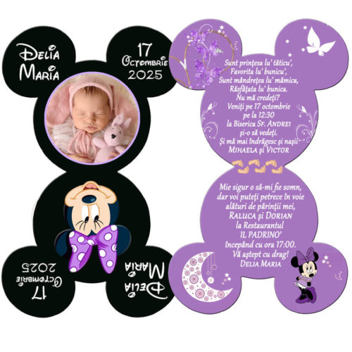 Invitatie botez Minnie Mouse mov