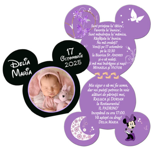 Invitatie botez Minnie Mouse mov