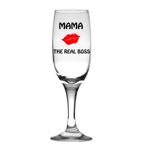 Mama "The Real BOSS", pahar sampanie botez, rosu