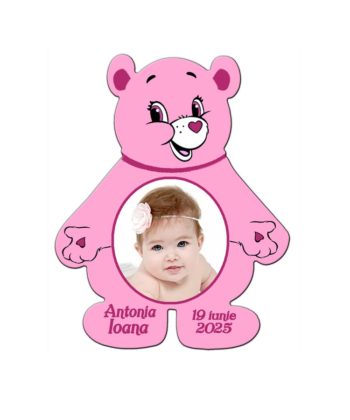 Marturie botez ursulet roz cu plic inclus