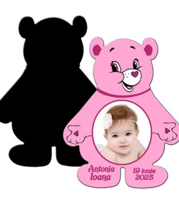 Marturie botez ursulet roz cu plic inclus