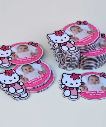Marturii botez Hello Kitty, magneti cu plicuri personalizate