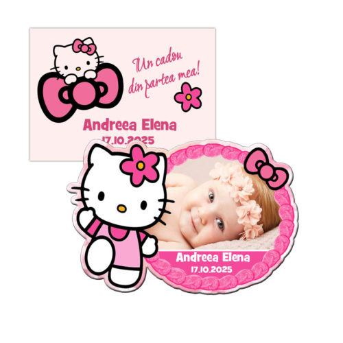 Marturii botez Hello Kitty, magneti cu plicuri personalizate