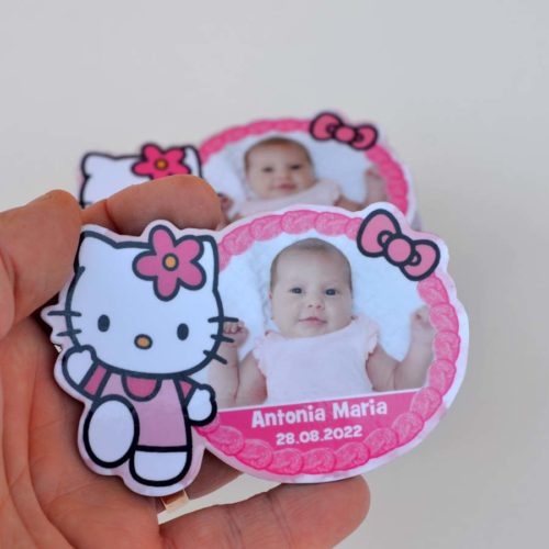 Marturii botez Hello Kitty, magneti cu plicuri personalizate