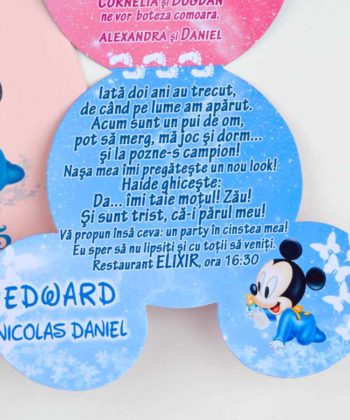 Invitatie botez Gemeni, sora si frate, botez si mot