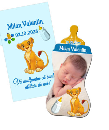 Marturii botez Lion King Simba magneti biberon