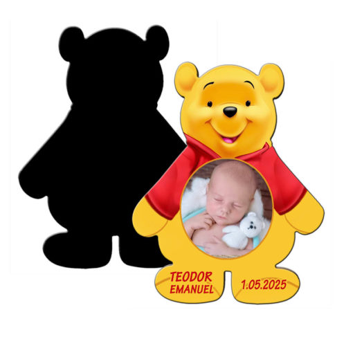 Marturie botez ursulet Winnie The Pooh cu plic inclus