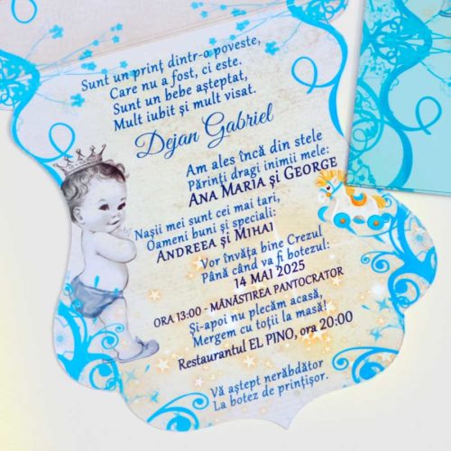 Invitatii botez baiat micul print