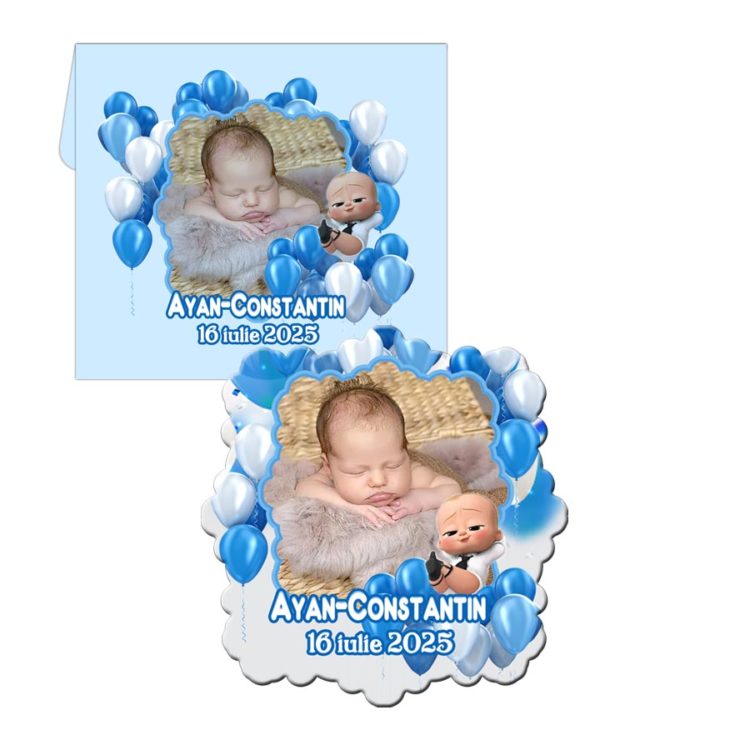 Marturii botez magneti Baby Boss fantezie cu plicuri incluse