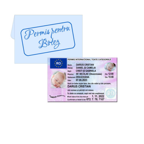 Marturie botez permis de conducere, invitatie marturie botez