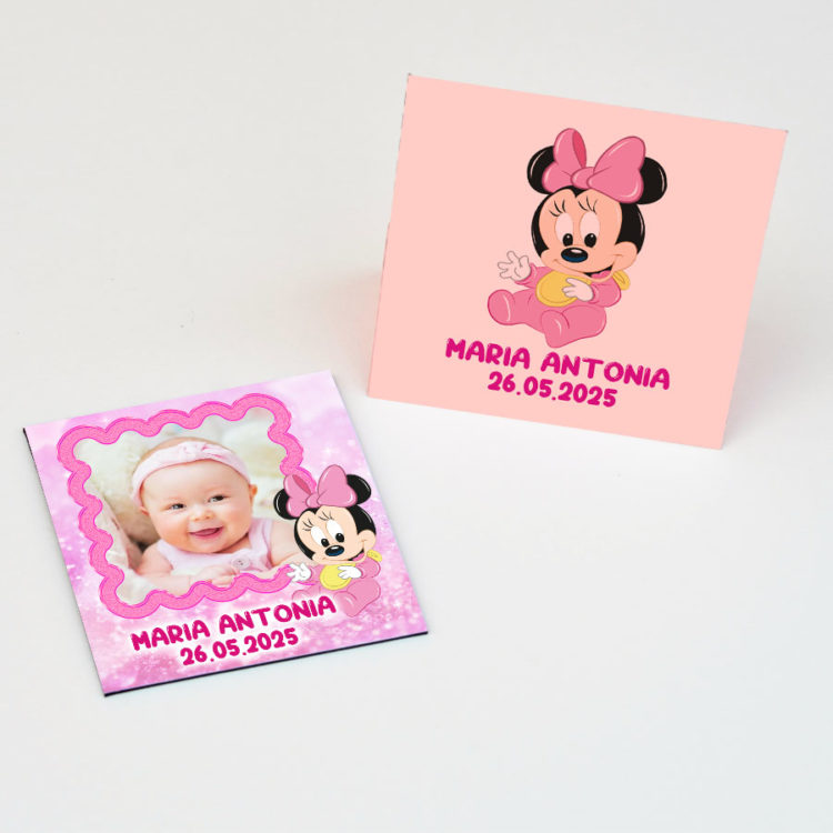 Magneti botez Minnie Mouse, 7 cm x 6.5 cm, cu plicuri incluse