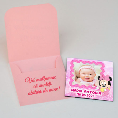 Magneti botez Minnie Mouse, 7 cm x 6.5 cm, cu plicuri incluse