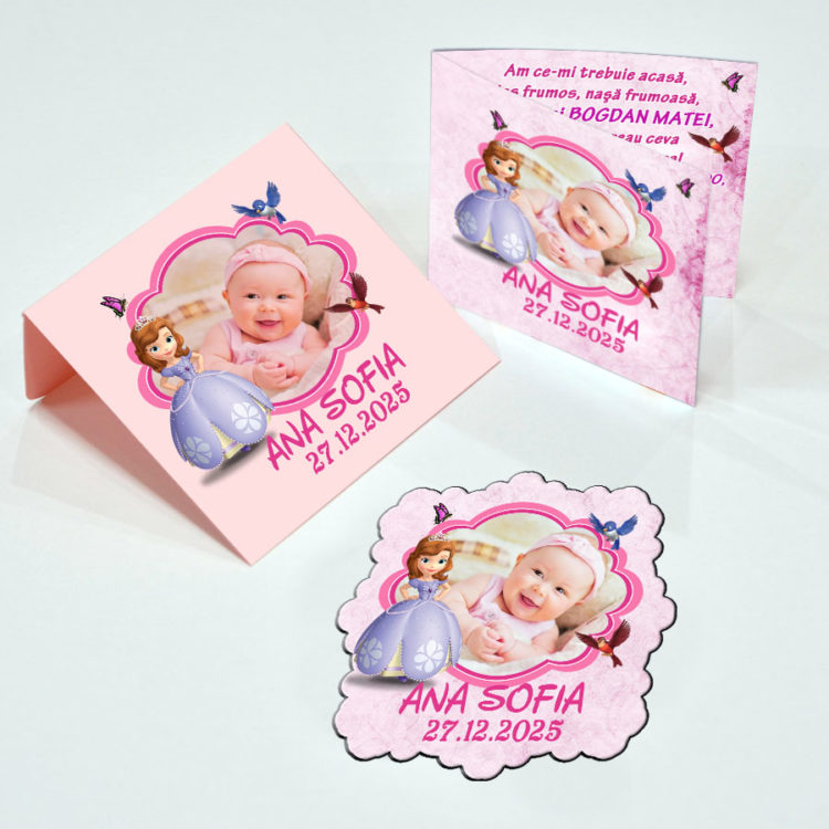 Invitatii botez fetita Printesa Sofia
