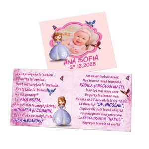 Invitatii botez fetita Printesa Sofia