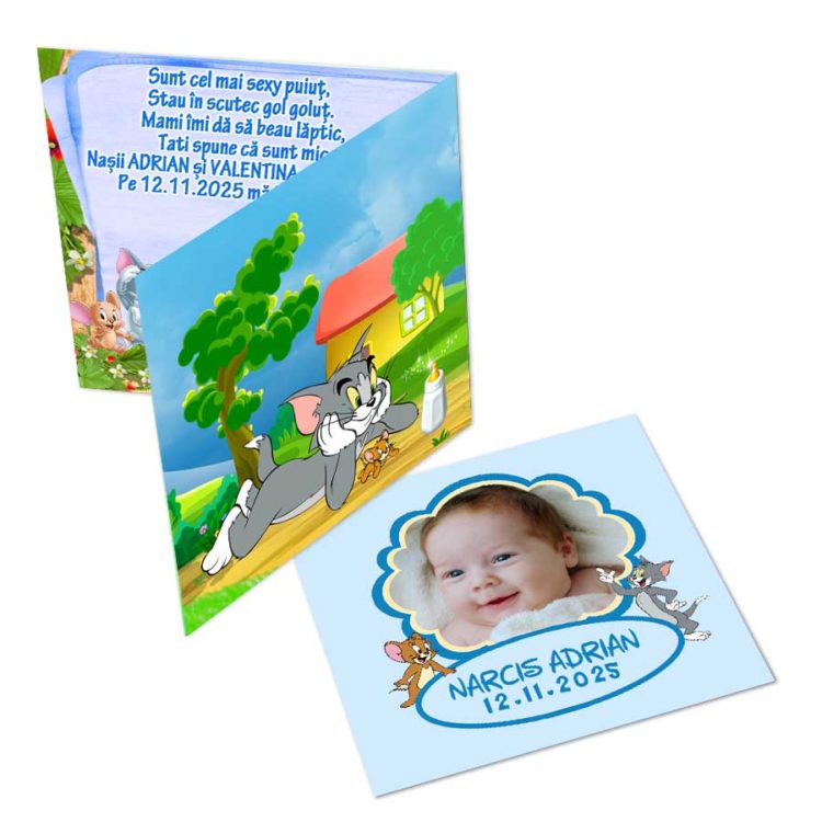 Invitatie botez tematica Tom si Jerry
