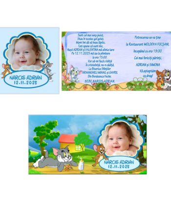 Invitatie botez tematica Tom si Jerry