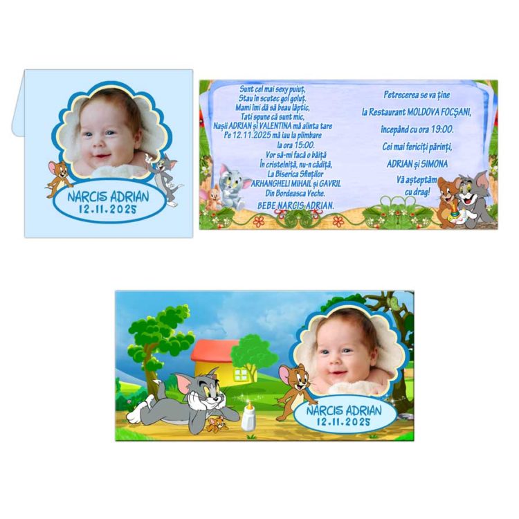 Invitatie botez tematica Tom si Jerry