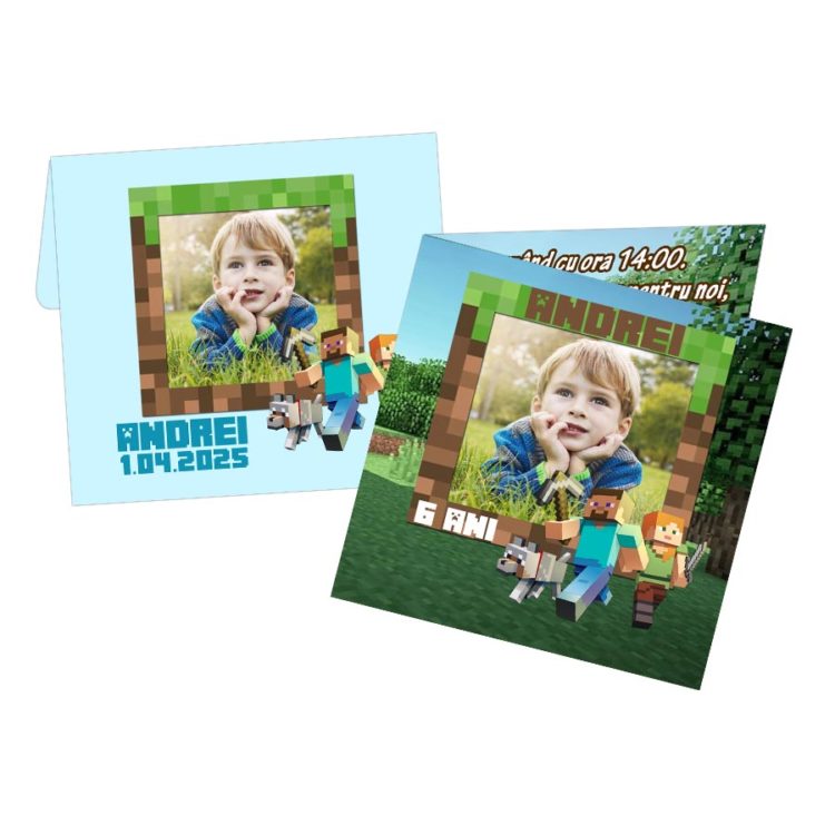 Invitatii Minecraft cu magneti